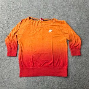 Nike Sweater Womens Medium Orange Red Ombre Gym Outdoor Fitness Running Casual